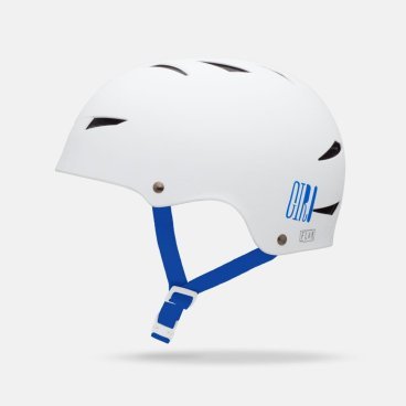 Велошлем Giro FLAK matte white/blue logos, GI2039531