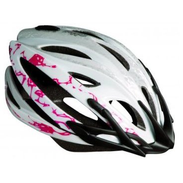 Фото Велошлем Etto Bernina, цвет белый с розовыми разводами, L/XL , 323202