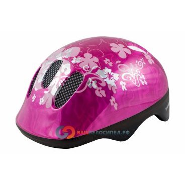 Фото Детский шлем велосипедный VENTURA с сеточкой 6 отверстий 50-57см FLOWER/розовый