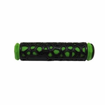 Ручки на руль H106 резиновые "паутина"130мм, черно-зеленые, 00-170488