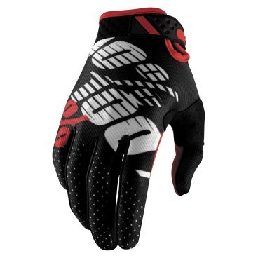 Велоперчатки 100% Ridefit Glove, черно-красный, 2018, 10001-013-14