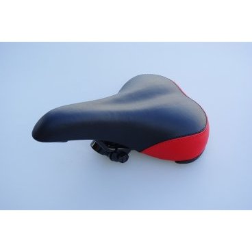 Фото Седло велосипедное STARK 6015 MTB 265*170mm, пластиковый бампер, с креплением, черно\красное