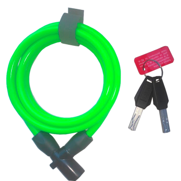 Фото Велосипедный замок Onguard Lightweight Key Coil Cable Lock, стальной тросовый, на ключ, 1500 х 8мм, зеленый, 8192
