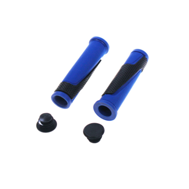 Грипсы велосипедные TRIX, резиновые, 125 мм, торцевые заглушки, черно-синие, HL-G305 blue