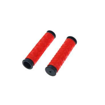 Фото Грипсы велосипедные TRIX, резиновые, 125 мм, 2-х компонентные, черно-красные, HL-G49 red