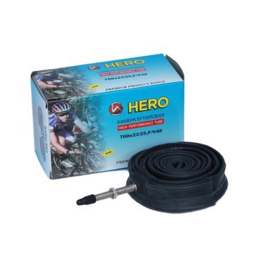 Камера велосипедная HERO, 700С x23-25, бутиловая, велониппель (presta), в упаковке, HR_700C_presta
