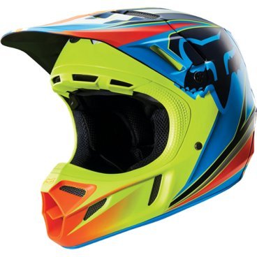 Велошлем Fox V4 Race Helmet, Blue/Yellow, 11603-026-M