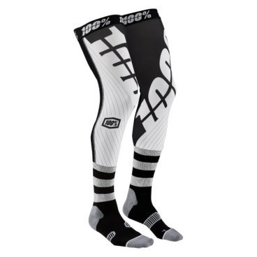Фото Чулки велосипедные 100% Rev Knee Brace Performance Moto Socks, черно-белый, 2019, 24014-011-18