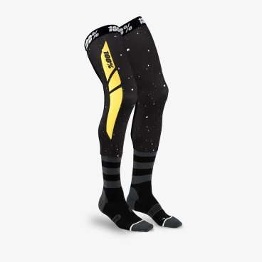 Фото Чулки велосипедные 100% Rev Knee Brace Performance Moto Socks, черо-желтый, 2019, 24014-014-17