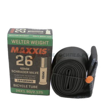 Фото Велокамера Maxxis Welter Weight, 26x1.9/2.125, авто ниппель, 48 мм, IB63761200