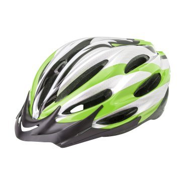 Шлем велосипедный Stels HW-1, серо-черно-бело-зеленый, LU088852