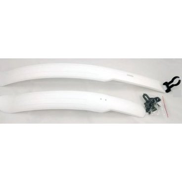 Крылья велосипедные FORWARD, 24" - 26", комплект, пластик, удлиненные, белый, 1FEPBK000305