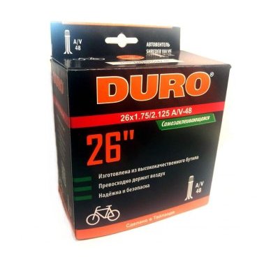 Фото Камера велосипедная DURO, 26x1,75/2,125, самозаклеивающаяся, бутил, автониппель A/V 48мм, DHB01013