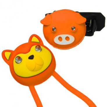 Комплект освещения велосипедный KELLYS ANIMAL оранжевый: силиконовые фонарики TEDDY+PIGGY, 74163
