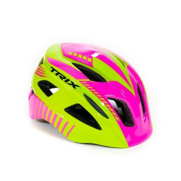 Шлем велосипедный TRIX, детский, кросс-кантри, 13 отверстий, розово-зеленый