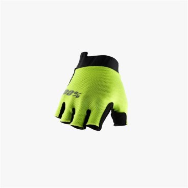 Велоперчатки 100% Exceeda Gel Short Finger Glove, fluo yellow, 2021, 10021-004-10
