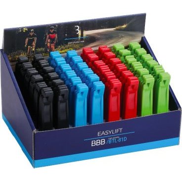 Коробка-дисплей с монтажками BBB tire levers EasyLift, 48x 3 pcs, black-blue-red-green, 2020, BTL-81D