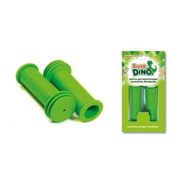 Грипсы велосипедные TRIX Super Dino, детские, 102 мм, резиновые, зеленые, GRTXG96SD