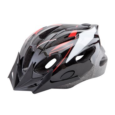 Шлем велосипедный Stels MB11, подростковый, out mold, с козырьком, черно-бело-красный, 600137