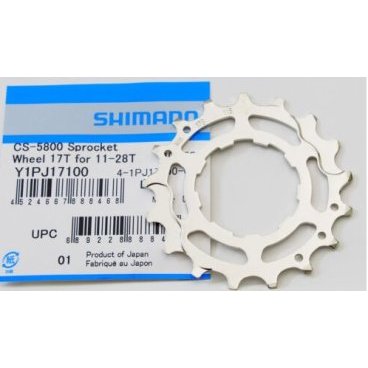 Фото Звезда велосипедная SHIMANO, задняя, 17 зубов, для кассеты CS-5800 11-28Т, серебристый, Y1PJ17100