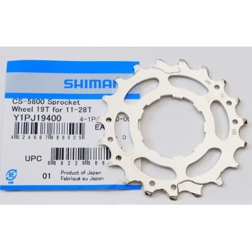 Звезда велосипедная SHIMANO, задняя, 19 зубов, для кассеты CS-5800 11-28Т, серебристый, Y1PJ19400