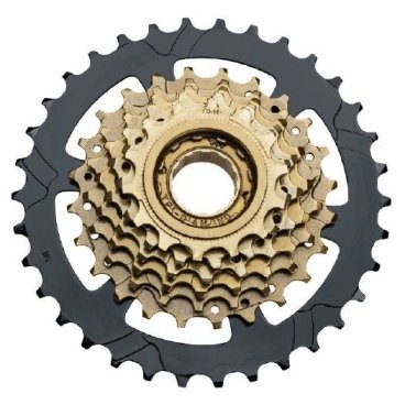 Фото Трещотка велосипедная Tri-DIAMOND, индексная, 7 скоростей, 14-34Т (Mega-Range), коричневый/черный, FW 7SI-MG