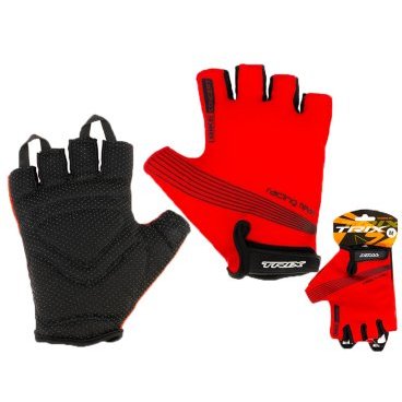 Велоперчатки TRIX мужские, короткие пальцы, красные, GL-TX-018203C