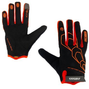 Перчатки TRIX мужские, полноразмерные, дышащая лайкра/искусственная замша, оранжево-черные, GL-TX-059517A-XL-BKOR