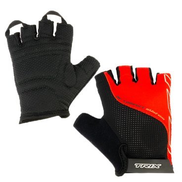 Велоперчатки TRIX мужские, короткие пальцы, черно-красные, GL-TX-018041A-XL-BKR