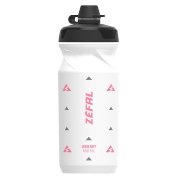 Фляга велосипедная Zefal Sense Soft 65 No-Mud Bottle, пластик, 650 мл, белый/розовый, 2023, 155R