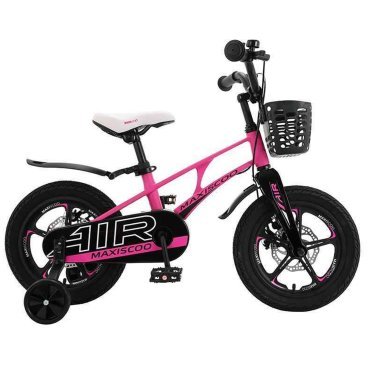Детский двухколесный велосипед Maxiscoo "Air", Делюкс Плюс, с приставными колесами, 16", 2023, MSC-A1626D