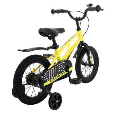 Детский двухколесный велосипед Maxiscoo "Air", Стандарт Плюс, с приставными колесами, 14", 2023, MSC-A1424