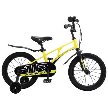 Детский двухколесный велосипед Maxiscoo "Air", Стандарт Плюс, с приставными колесами, 16", 2023, MSC-A1624