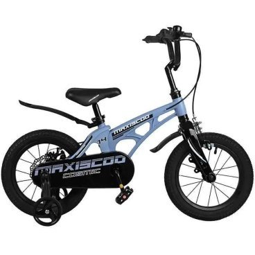 Фото Детский двухколесный велосипед Maxiscoo "Cosmic", Стандарт Плюс, с приставными колесами, 14", 2023, MSC-C1426