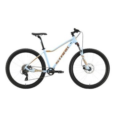 Фото Женский горный велосипед Stark Viva 27.3 HD светло-голубой/оранжевый металлик, 2023, HQ-0009992