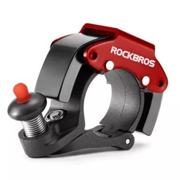 Фото Звонок велосипедный ROCKBROS, D22.2 мм, черный с красным, RB_34210009001