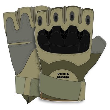 Велоперчатки VINCA SPORT Army, зелёные, VG 922 Army (L)