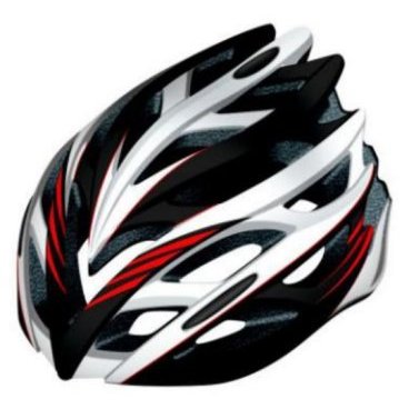 Велошлем защитный STELS FSD-HL008 (in-mold), размер L (54-61 см), красно-чёрно-белый, 600312